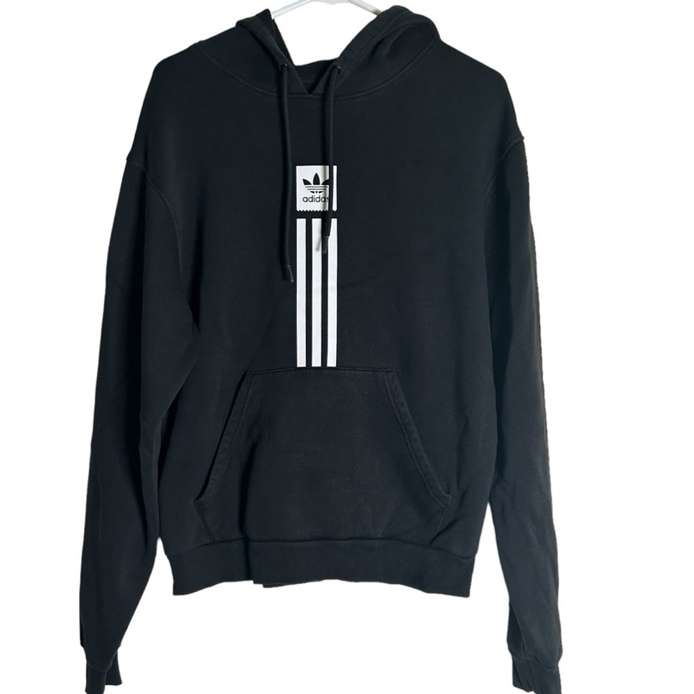 Adidas Solid Pillar Men's Hoodie Black White Size S